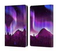 Head Case Designs Purple Pine Woods Northern Lights Leather Wallet Case Compatible With Amazon Kindle 11th Gen 6in 2022