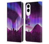 Head Case Designs Purple Pine Woods Northern Lights Leather Wallet Case Compatible With Samsung Galaxy S25 Edge