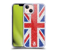 Head Case Designs Red And Blue Glitter Union Jack Collection Soft Gel Case Compatible With Apple iPhone 13