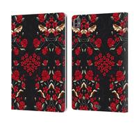 Head Case Designs Red Heart Floral Floral Art Deco Leather Wallet Case Compatible With Apple iPad Pro 13 M4 2024
