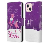 Head Case Designs Reindeer Christmas Tidings Leather Wallet Case Compatible With Apple iPhone 13