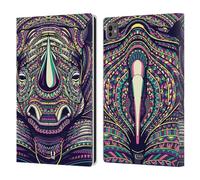Head Case Designs Rhino Aztec Animal Faces 2 Leather Wallet Case Compatible With Apple iPad Pro 11 M4 2024
