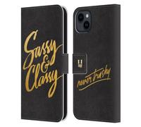 Head Case Designs Sassy Grand As Gold Leather Wallet Case Compatible With Apple iPhone 15 Plus