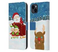 Head Case Designs Sleigh Santas Misadventures Leather Wallet Case Compatible With Apple iPhone 15 Plus