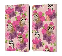 Head Case Designs Sloth Floral & Animal Pattern Leather Wallet Case Compatible With Apple iPad 9.7 2017 / iPad 9.7 2018