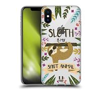 Head Case Designs Sloth Spirit Animal Illustrations Soft Gel Case [Military Grade Protection] Compatible With Apple iPhone X/iPhone XS