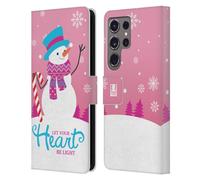 Head Case Designs Snowman Christmas Tidings Leather Wallet Case Compatible With Samsung Galaxy S24 Ultra 5G