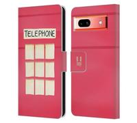 Head Case Designs Telephone Booth London Best Leather Wallet Case Compatible With Google Pixel 7a