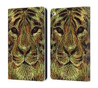 Head Case Designs Tiger Scribble Animal Faces Leather Wallet Case Compatible With Apple iPad Air 2 (2014)