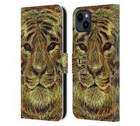 Head Case Designs Tiger Scribble Animal Faces Leather Wallet Case Compatible With Apple iPhone 15 Plus