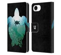 Head Case Designs Turtle Animal Double Exposure Leather Wallet Case Compatible With Apple iPhone 16e