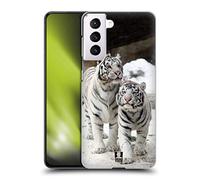 Head Case Designs Two White Tigers Famous Animals Hard Back Case and Matching Wallpaper Compatible With Samsung Galaxy S21 5G