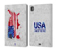 Head Case Designs United States Of America Geometric Maps Leather Wallet Case Compatible With Apple iPad Pro 11 M4 2024