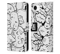 Head Case Designs Vegetables Doodle Galore Leather Wallet Case Compatible With Apple iPhone 16e