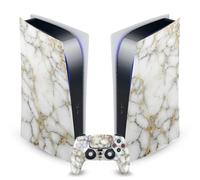 Head Case Designs White and Gold Marble Vinyl Faceplate Sticker Gaming Skin Decal Cover Compatible With Sony PlayStation 5 PS5 Digital Edition Console and DualSense Controller
