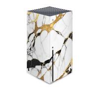 Head Case Designs White, Gold, and Black Marble Vinyl Sticker Gaming Skin Decal Cover Compatible With Xbox Series X Console