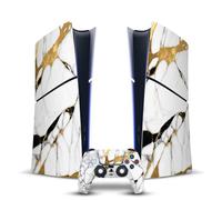 Head Case Designs White, Gold, and Black Marble Vinyl Sticker Gaming Skin Decal Cover Compatible With Sony PlayStation 5 PS5 Slim Digital Edition Console & DualSense Controller