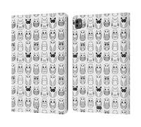 Head Case Designs White In-Line Doodle Owls Leather Wallet Case Compatible With Apple iPad Pro 13 M4 2024