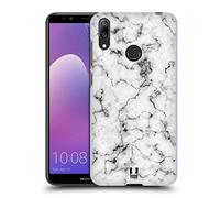 Head Case Designs White Marble Prints Hard Back Case and Matching Wallpaper Compatible With Huawei Y7 (2019)