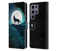 Head Case Designs Wolf Animal Double Exposure Leather Wallet Case Compatible With Samsung Galaxy S25 Ultra