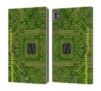 Head Case Designs Yellow Green Circuit Boards Leather Wallet Case Compatible With Apple iPad Pro 11 M4/M5 2024/2025