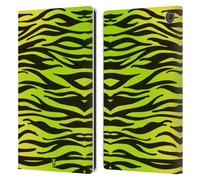 Head Case Designs Yellow Green with Zebra Mad Prints Leather Wallet Case Compatible With Amazon Fire Max 11 2023
