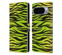 Head Case Designs Yellow Green with Zebra Mad Prints Leather Wallet Case Compatible With Google Pixel 10 Pro XL