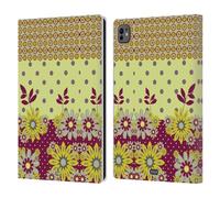 Head Case Designs Yellow Maroon Floral Dots Leather Wallet Case Compatible With Apple iPad Pro 11 M4/M5 2024/2025