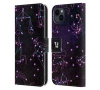 Head Case Designs Zodiac Signs Constellation Patterns Leather Wallet Case Compatible With Apple iPhone 15 Plus