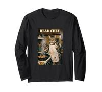 Head Chef Cat Smoking Frying Pan Kitchen Cook Long Sleeve T-Shirt