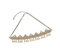 Head Coin Headdress Bride Wedding Headchain Women's Party Headpiece Traditional Jewelry for Special Occasions and Festivals(Gold white)