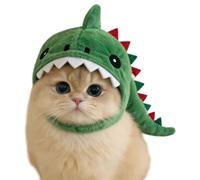 Head Cover Dino for Felines Around 3-7 Kg Fit, Cozy Costume Accent, Portrait Ready Wearable, Single-Piece Party Outfit Dinosaur Hood Plush Headpiece Pet Costume Hood Funny Portrait Dress