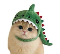 Head Cover Dino for Felines Around 3-7 Kg Fit, Cozy Costume Accent, Portrait Ready Wearable, Single-Piece Party Outfit Dinosaur Hood Plush Headpiece Pet Costume Hood Funny Portrait Dress