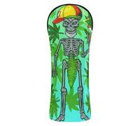 Head Covers for Golf Clubs Headcovers with Interchangeable No. Tags Designed to Fit All Woods and Drivers Skull Baseball Marijuana Leaf Smoking Graphic