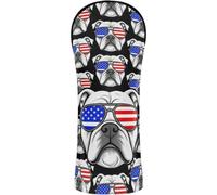 Head Covers for Golf Clubs Headcovers with Interchangeable No. Tags for Driver Fairway Wood Hybrid Funny Proud Pitbull USA Flag Patriotic Dog Breed