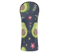 Head Covers for Golf Clubs Headcovers with Number Tags for Driver Hybrid and Fairway Woods Cute Avocado Floral Seamless Pattern Dark Blue Background