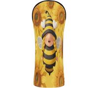 Head Covers for Golf Clubs Premium Leather Accessories | with Interchangeable No. Tags for Driver Hybrid and Fairway Woods Floral Summer Gnome Hippie Sunflower Decor Cute Honey Bee