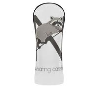 Head Covers for Golf Clubs Premium Leather Accessories with Number Tag for Driver & Fairway Woods Raccoon Letter N Navigating Carefully Graphic