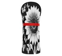 Head Covers for Golf Clubs Premium Leather Accessories with Number Tag for Driver, Woods and Hybrid Sunflower Butterfly Flag Firefighter Thin Red Line