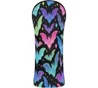 Head Covers for Golf Clubs Premium Leather Headcovers with Interchangeable No. Tags for Woods and Driver Fairway Hybrid Gothic Bat Halloween Pattern Spooky Bats Lover Gift on Black