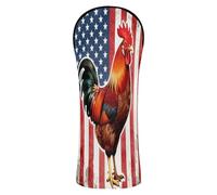 Head Covers for Golf Clubs Premium Leather Headcovers with Number Tags for Woods and Driver Hybrid Rooster Black & White USA Flag Chicken Hen Lover