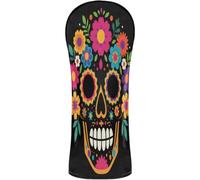 Head Covers for Golf Clubs Premium Leather Waterproof Headcover with Interchangeable No. Tags for Woods and Driver Fairway Hybrid Mini Dia De Los Muertos Day of The Dead Sugar Skull