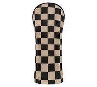 Head Covers for Golf Clubs Pu Leather with Interchangeable No. Tags for Driver & Fairway Woods Black and Brown Classic Checkered Big Vintage Checkerboard (2)