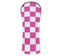 Head Covers for Golf Clubs Pu Leather with Interchangeable No. Tags for Driver & Fairway Woods Blush and White Checkered Classic Checkerboard