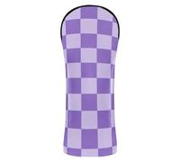 Head Covers for Golf Clubs Pu Leather with Interchangeable No. Tags for Driver & Fairway Woods Classic Checkered Checker Checkerboard Purple Pattern
