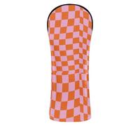 Head Covers for Golf Clubs Pu Leather with Interchangeable No. Tags for Driver & Fairway Woods Classic Checkered Checker Checkerboard Wavy Blush Red