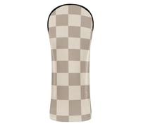 Head Covers for Golf Clubs Pu Leather with Interchangeable No. Tags for Driver & Fairway Woods Light Beige Brown Checkered Aesthetic Big Tan Checkerboard