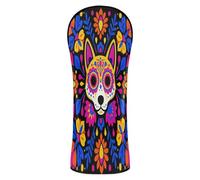 Head Covers for Golf Clubs Pu Leather with Interchangeable No. Tags for Woods and Driver Fairway Hybrid Mexican Día De Los Muertos Hairless Dog Xoloitzcuintli