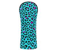 Head Covers for Golf Clubs Pu Leather with Number Tag for Driver Hybrid and Fairway Woods Blue & Blush Leopard Print Cotton Candy Cheetah Skin