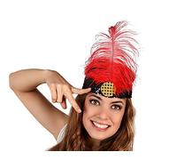 Head Dress Charleston Red, Black Head Band with Red Feather Adult One Size